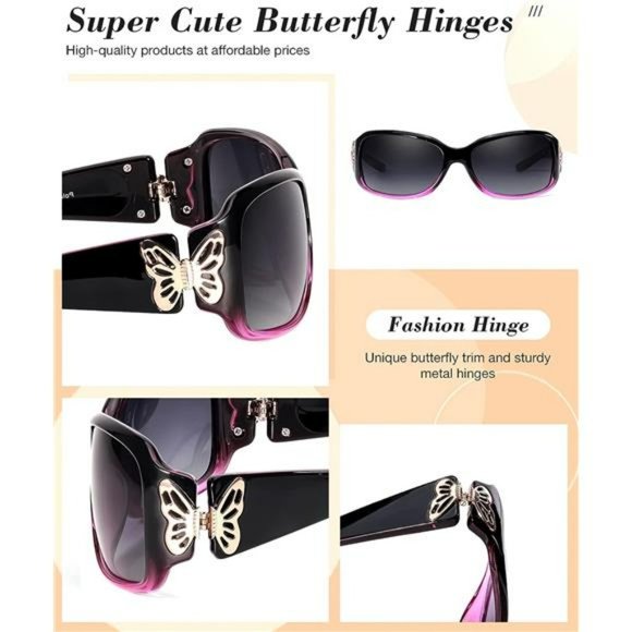 Polarized Sunglasses for Women,  Butterfly Decoration -100% UV Protection main image 4